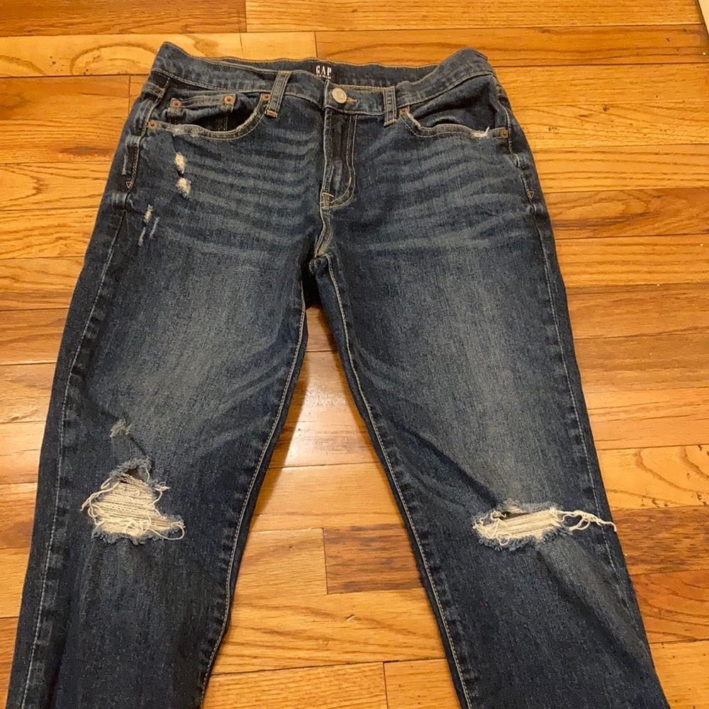 GAP Mid Rise Distressed Girlfriend Jeans - Picture 4 of 8